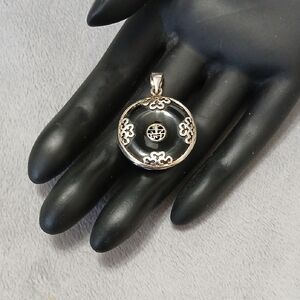 Elegant  Silver and Black Onyx Pendant